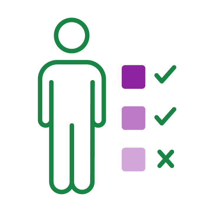 Icon of a person standing beside 3 checkboxes